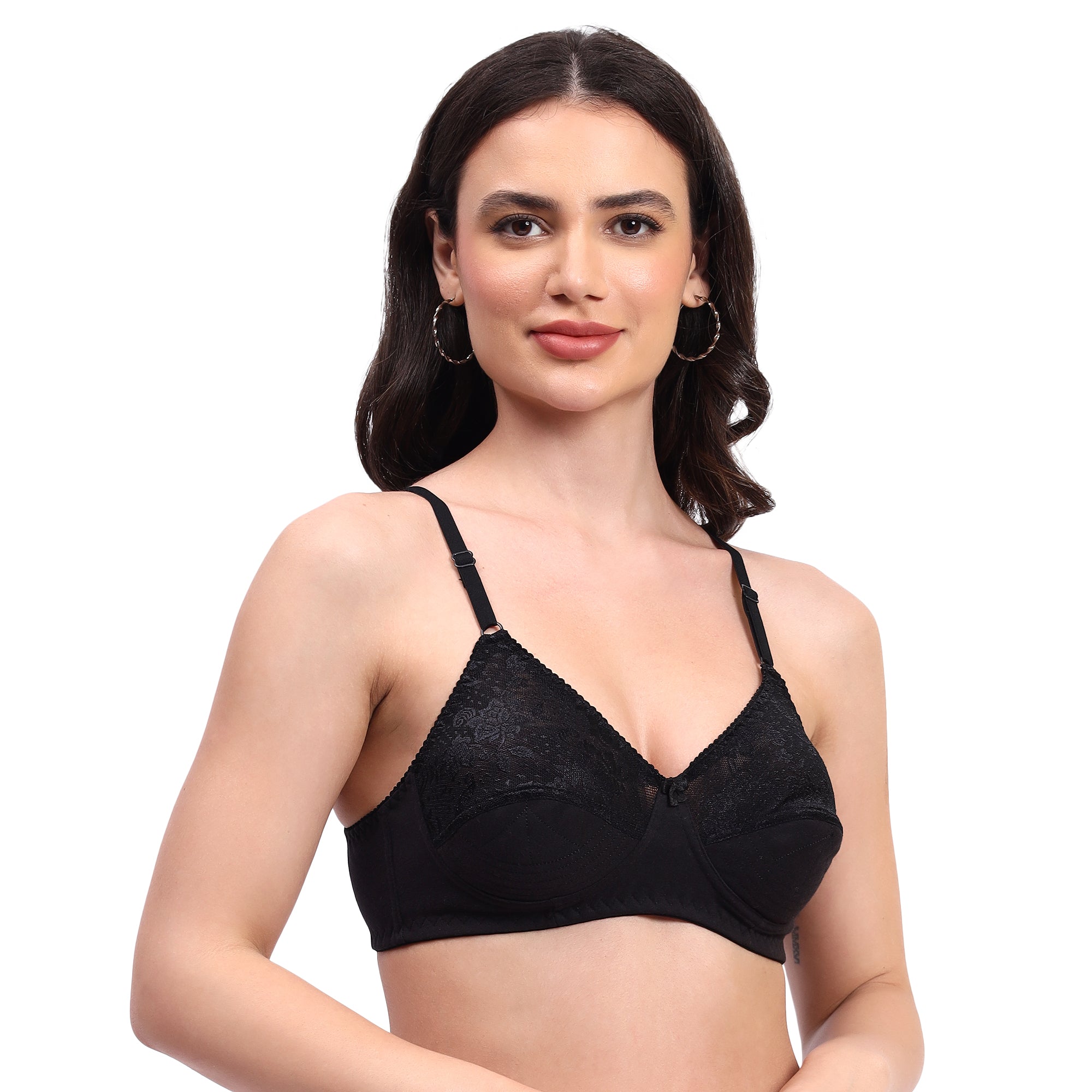 Pack Of 2 Cotton & Lace Non-Padded Non-Wired Bra