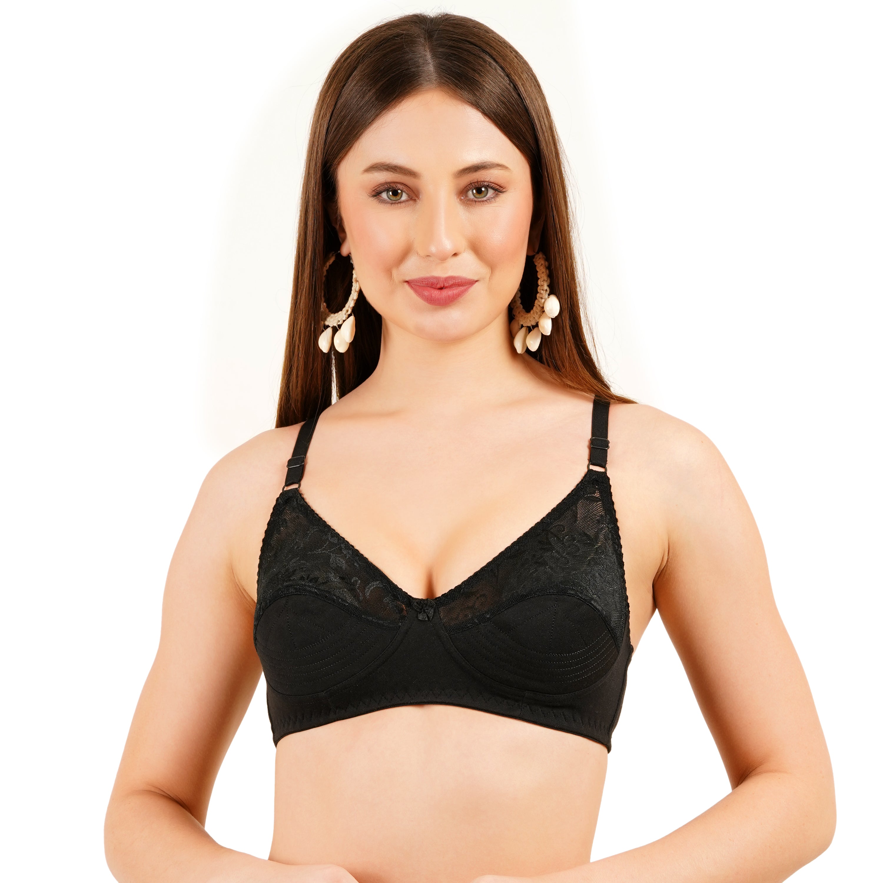 Cotton & Lace Non-Padded Non-Wired Bra