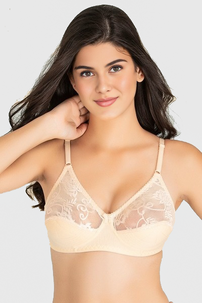 Pack Of 2 Cotton & Lace Non-Padded Non-Wired Bra